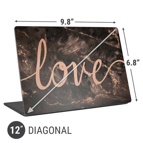 Love Rose Gold Black Universal Laptop 12in (9.8 x 6.8in) Skin