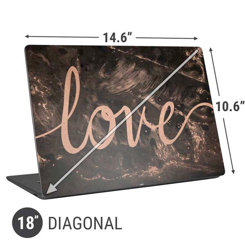 Love Rose Gold Black Universal Laptop 18in (14.6 x 10.6in) Skin