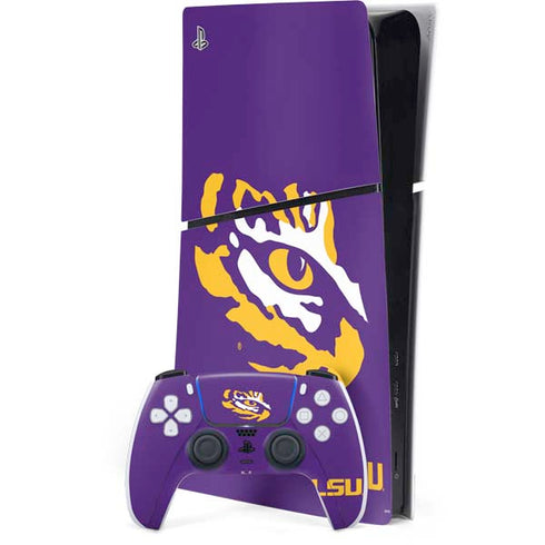 Louisiana State University - LSU Tiger Eye Logo PS5 Slim Digital Edition Bundle Skin