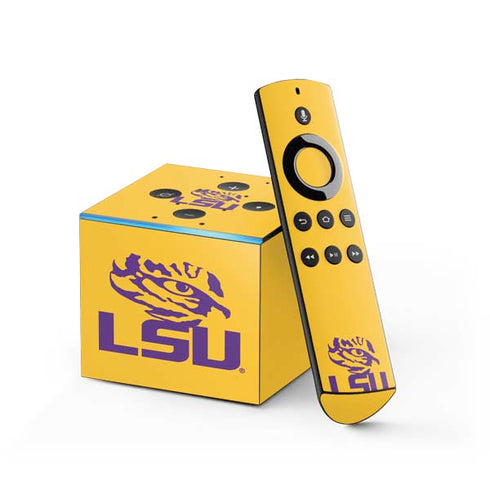 Louisiana State University - LSU Tiger Eye Logo Yellow Fire TV Cube Skin