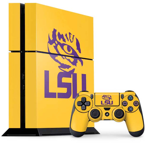 Louisiana State University - LSU Tiger Eye Logo Yellow PS4 Console and Controller Bundle Skin