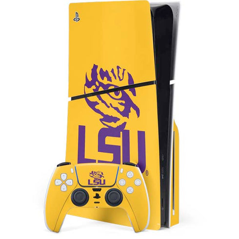 Louisiana State University - LSU Tiger Eye Logo Yellow PS5 Slim Disk Bundle Skin