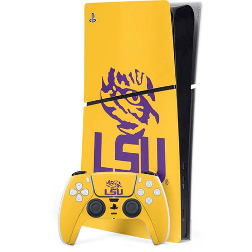 Louisiana State University - LSU Tiger Eye Logo Yellow PS5 Slim Digital Edition Bundle Skin