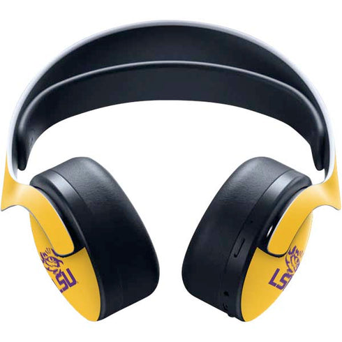 Louisiana State University - LSU Tiger Eye Logo Yellow PULSE 3D Wireless Headset for PS5 Skin