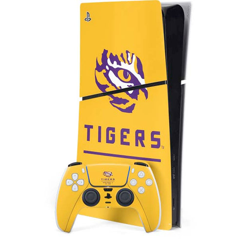 Louisiana State University - LSU Tigers Baton Rouge Yellow PS5 Slim Digital Edition Bundle Skin