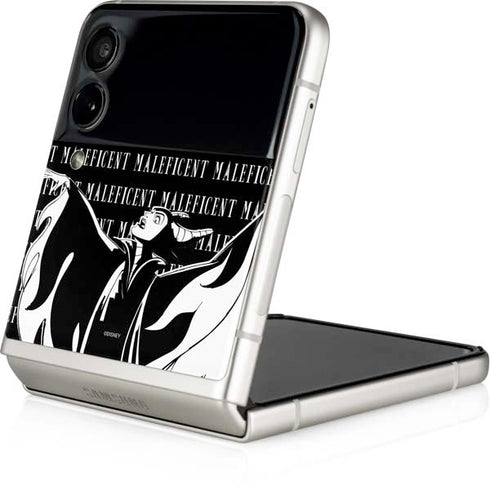 Disney Villains Maleficent Black and White Galaxy Z Flip4 5G Skin