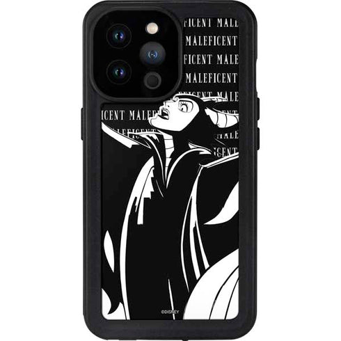 Disney Villains Maleficent Black and White iPhone 14 Pro Max Waterproof Case