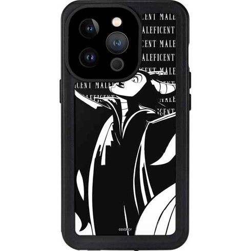 Disney Villains Maleficent Black and White iPhone 14 Pro Waterproof Case