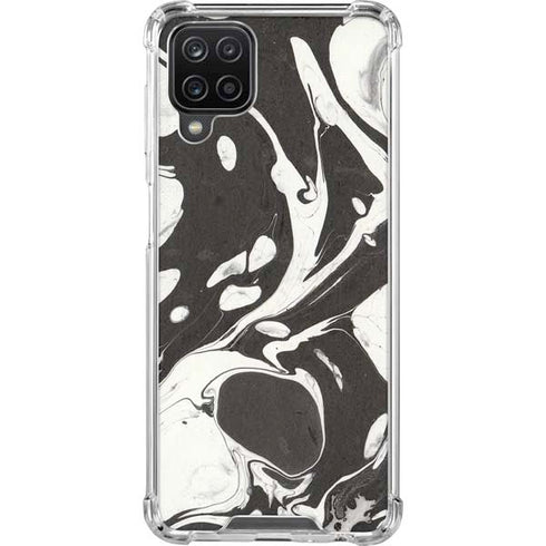 Marbleized Black Galaxy A12 Clear Case