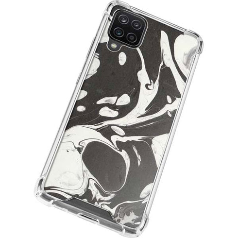 Marbleized Black Galaxy A12 Clear Case