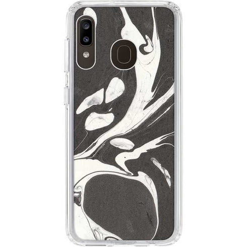Marbleized Black Galaxy A20 Clear Case