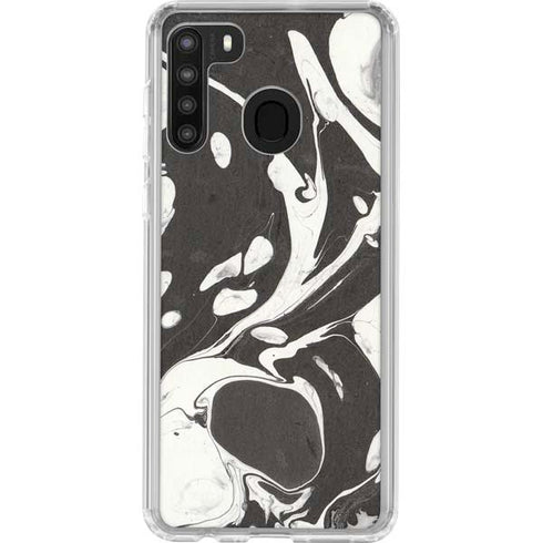 Marbleized Black Galaxy A21 Clear Case