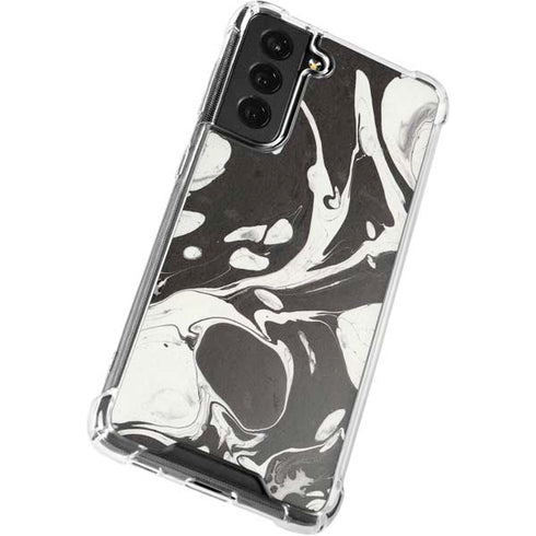 Marbleized Black Galaxy S21 FE Clear Case