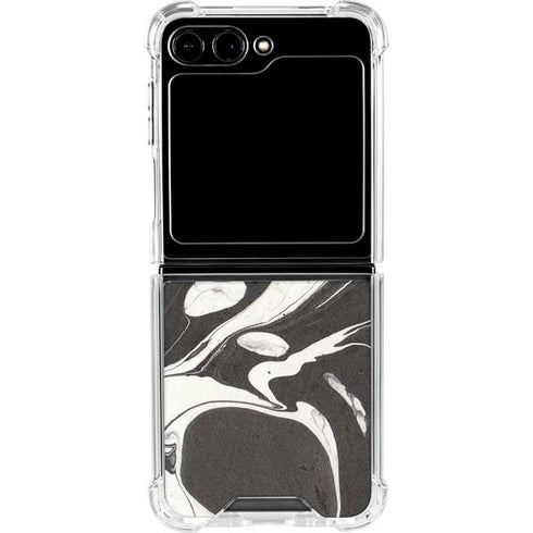 Marbleized Black Galaxy Z Flip5 5G Clear Case