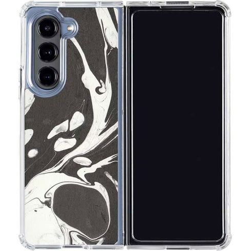 Marbleized Black Galaxy Z Fold5 5G Clear Case