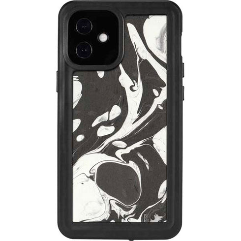 Marbleized Black iPhone 12 Mini Waterproof Case