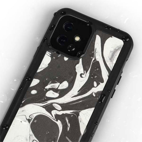 Marbleized Black iPhone 12 Mini Waterproof Case