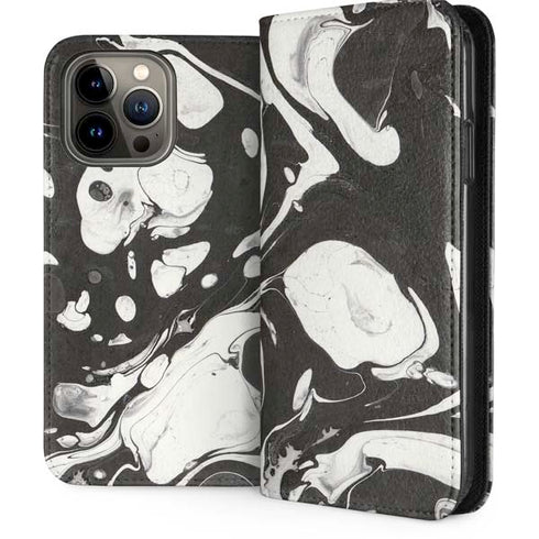 Marbleized Black iPhone 15 Pro Max Folio Case