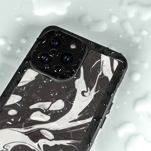 Marbleized Black iPhone 15 Pro Waterproof Case
