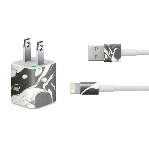 Marbleized Black iPhone Charger (5W USB) Skin
