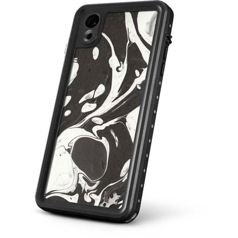 Marbleized Black iPhone XR Waterproof Case