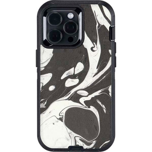 Marbleized Black Otterbox Defender iPhone Skin