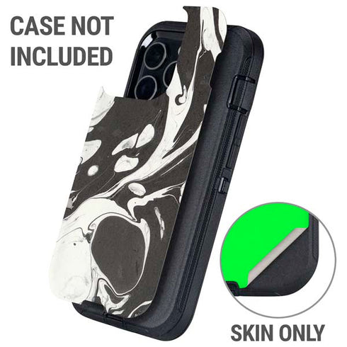 Marbleized Black Otterbox Defender iPhone Skin