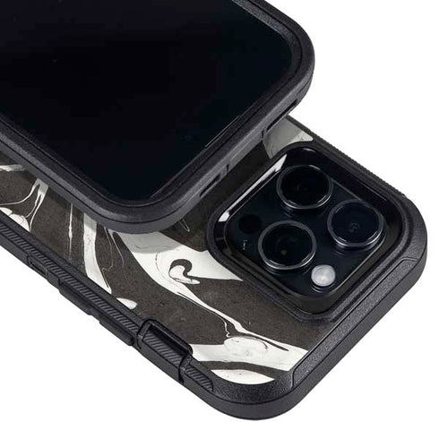 Marbleized Black Otterbox Defender iPhone Skin