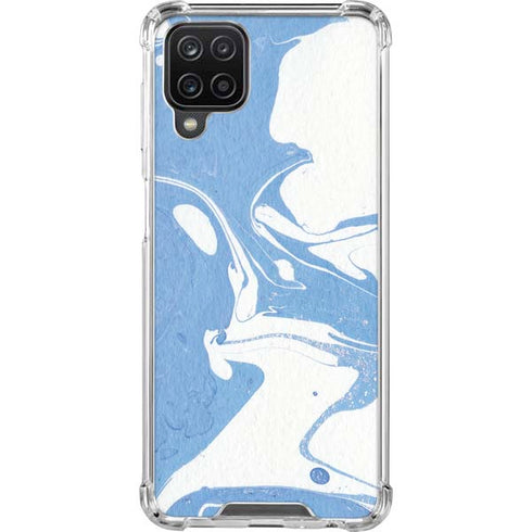 Marbleized Blue Galaxy A12 Clear Case