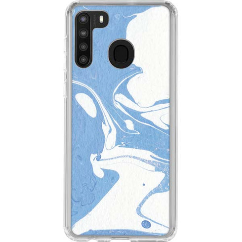 Marbleized Blue Galaxy A21 Clear Case