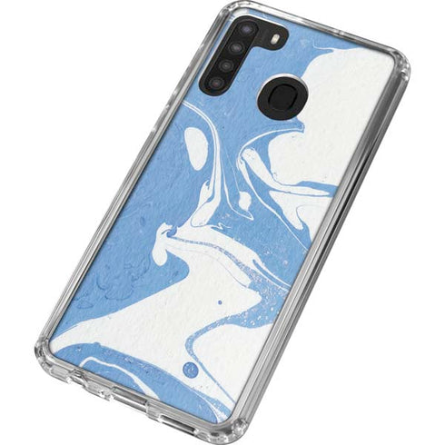Marbleized Blue Galaxy A21 Clear Case