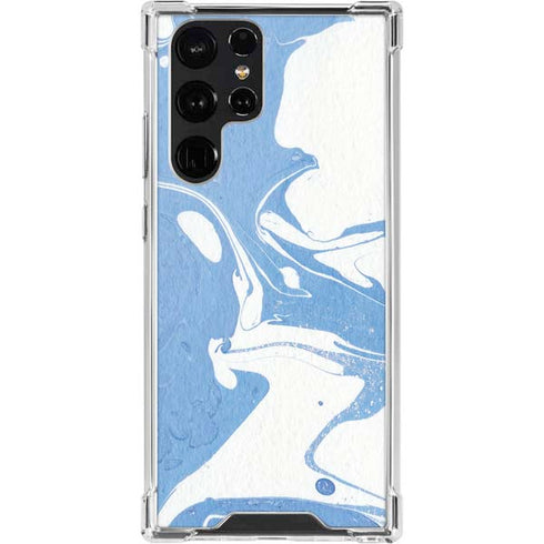 Marbleized Blue Galaxy S22 Ultra Clear Case