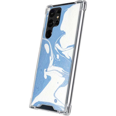 Marbleized Blue Galaxy S22 Ultra Clear Case