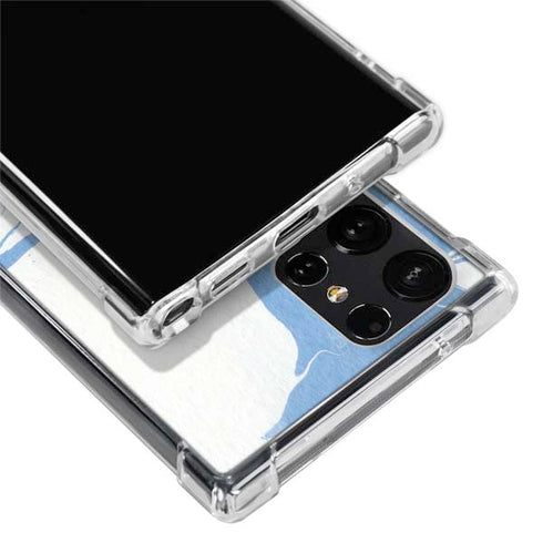 Marbleized Blue Galaxy S22 Ultra Clear Case