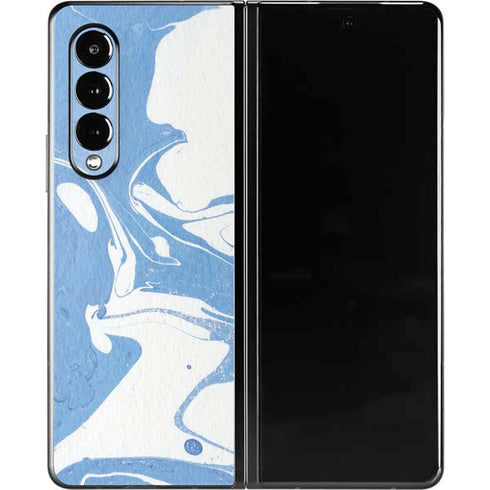 Marbleized Blue Galaxy Z Fold3 5G Skin
