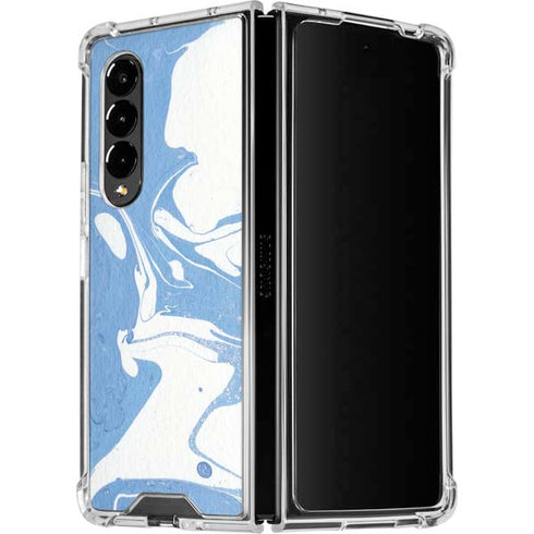 Marbleized Blue Galaxy Z Fold4 5G Clear Case