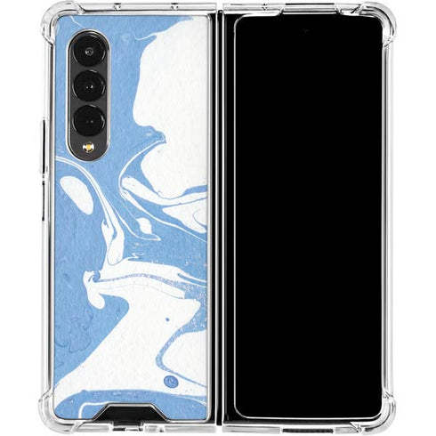 Marbleized Blue Galaxy Z Fold4 5G Clear Case