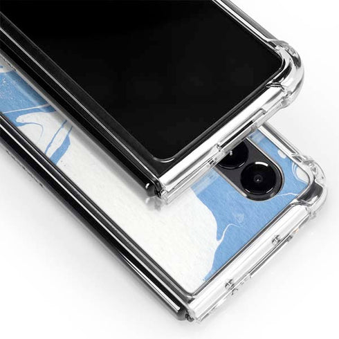 Marbleized Blue Galaxy Z Fold4 5G Clear Case