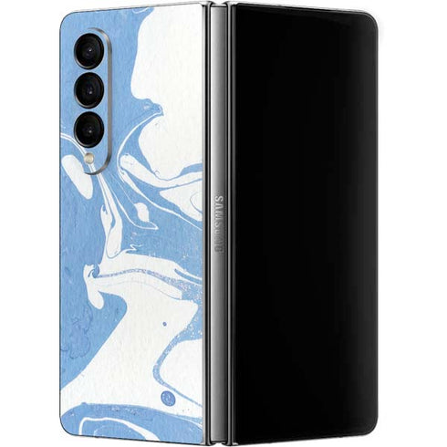 Marbleized Blue Galaxy Z Fold4 5G Skin