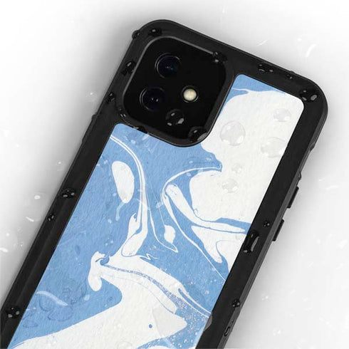Marbleized Blue iPhone 12 Mini Waterproof Case