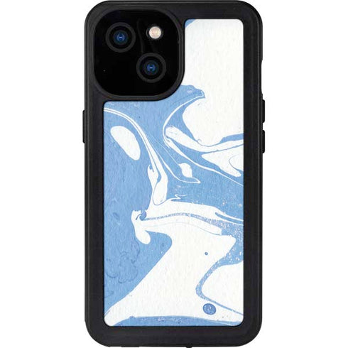 Marbleized Blue iPhone 13 Mini Waterproof Case