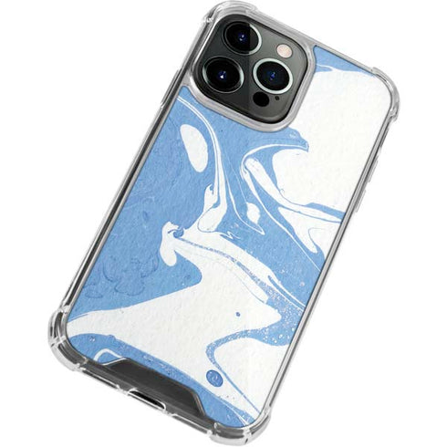 Marbleized Blue iPhone 15 Pro Clear Case