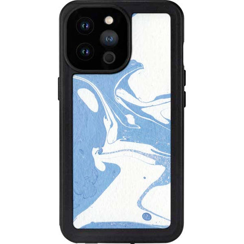 Marbleized Blue iPhone 14 Pro Max Waterproof Case