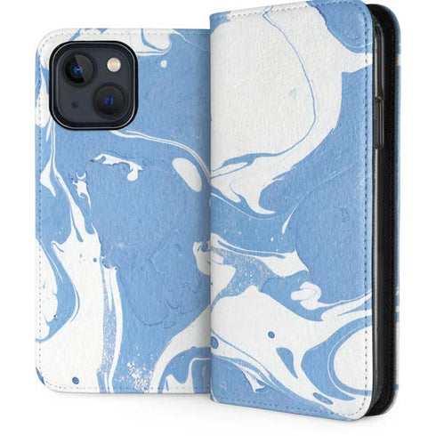 Marbleized Blue iPhone 15 Plus Folio Case