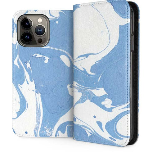 Marbleized Blue iPhone 15 Pro Max Folio Case