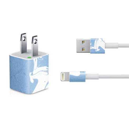 Marbleized Blue iPhone Charger (5W USB) Skin