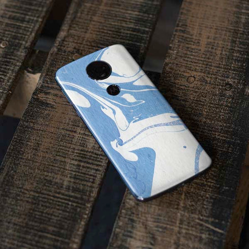 Marbleized Blue Moto E5 Plus Skin