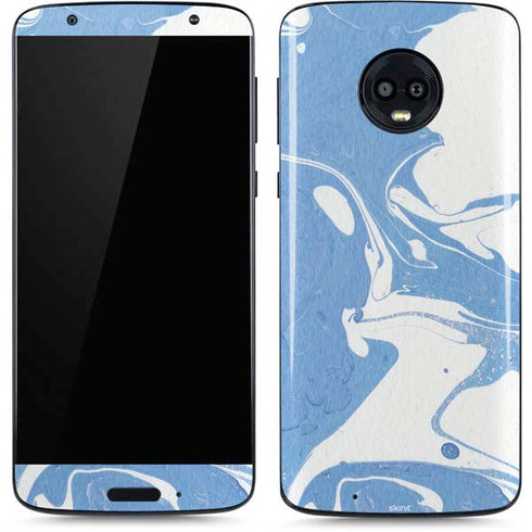 Marbleized Blue Moto G6 Skin