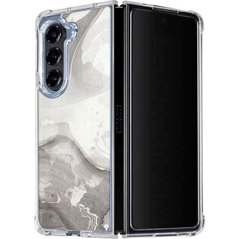 Marbleized Grey Galaxy Z Fold5 5G Clear Case
