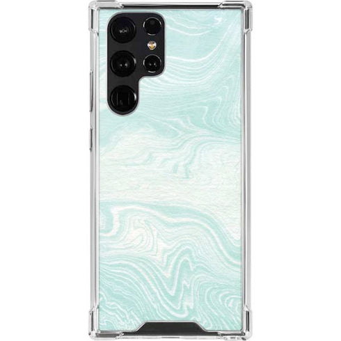 Marbleized Mint Galaxy S22 Ultra Clear Case